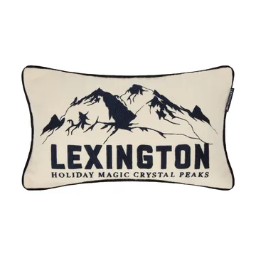 Mountains Logo cuscino decorativo in misto lana - White-navy, 50x30 cm - Lexington