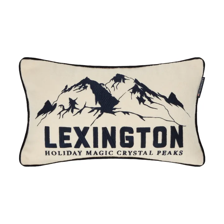 Mountains Logo cuscino decorativo in misto lana - White-navy, 50x30 cm - Lexington