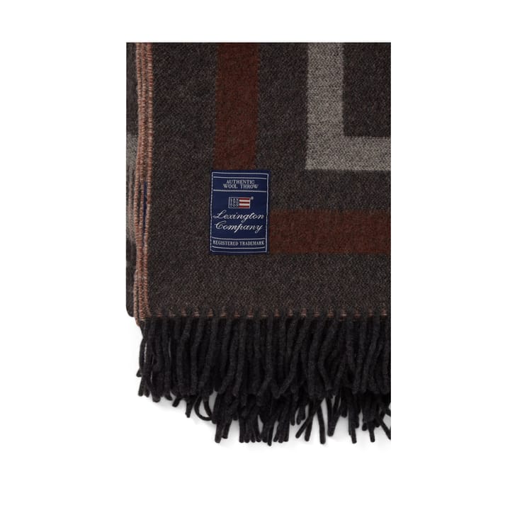 Plaid Checked Recycled Wool 130x170 cm, Grigio scuro, bianco, marrone Lexington