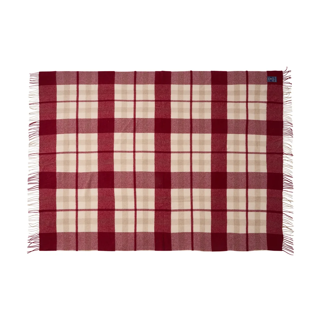 Plaid in lana riciclata a quadri Red-beige 130x170 cm, Rosso-beige Lexington