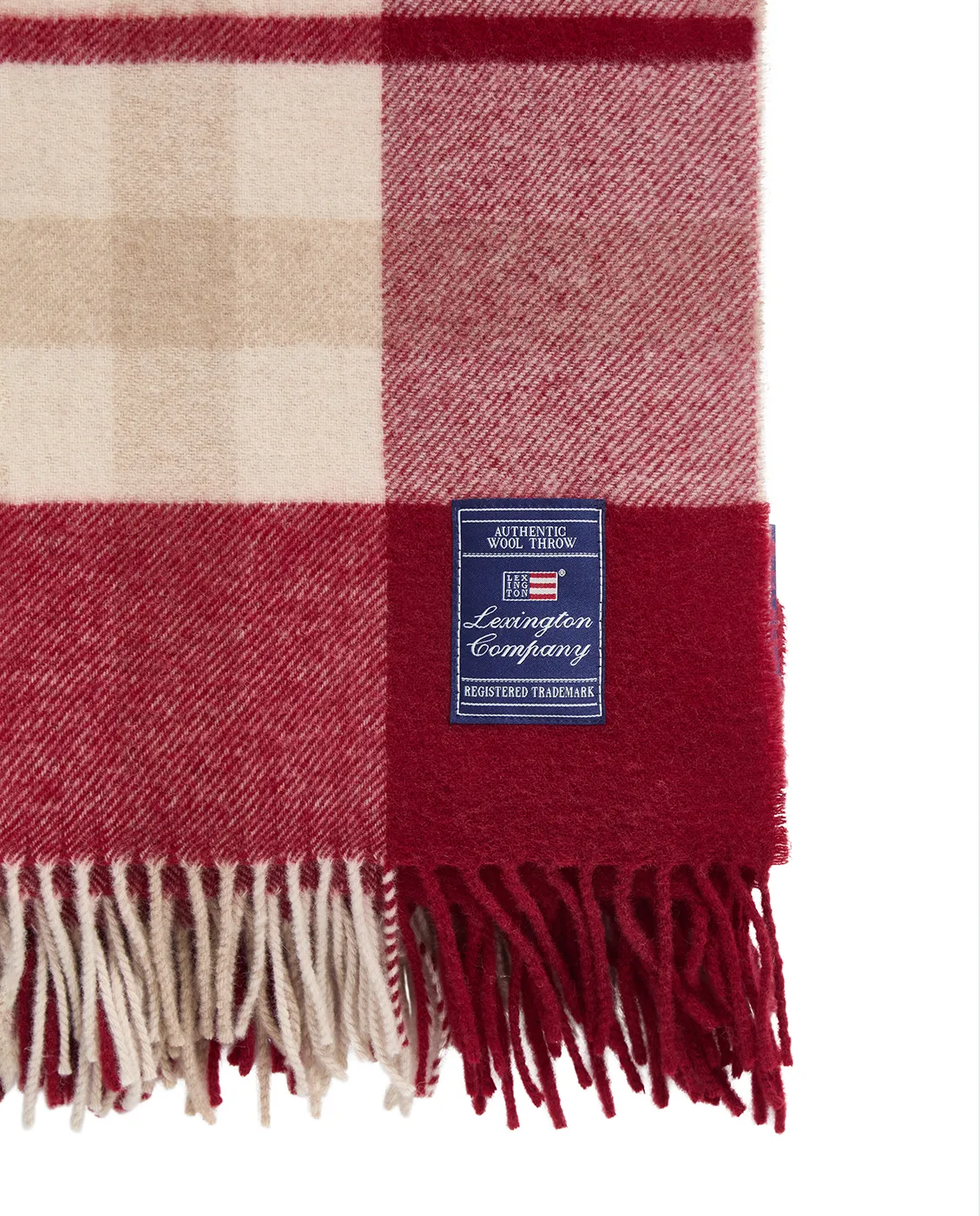 Plaid in lana riciclata a quadri Red-beige 130x170 cm, Rosso-beige Lexington