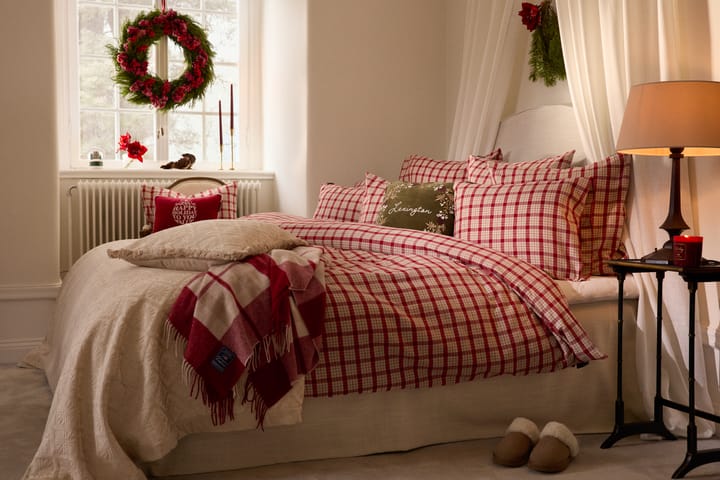 Plaid in lana riciclata a quadri Red-beige 130x170 cm, Rosso-beige Lexington