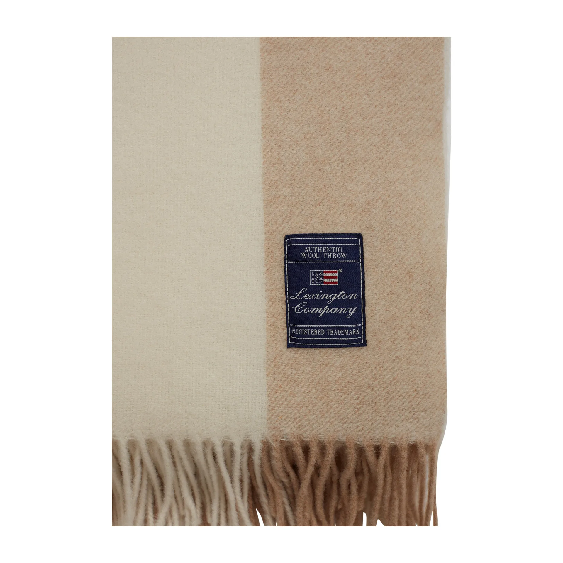 Plaid in lana riciclata a righe Block 130x170 cm, Oat-white Lexington