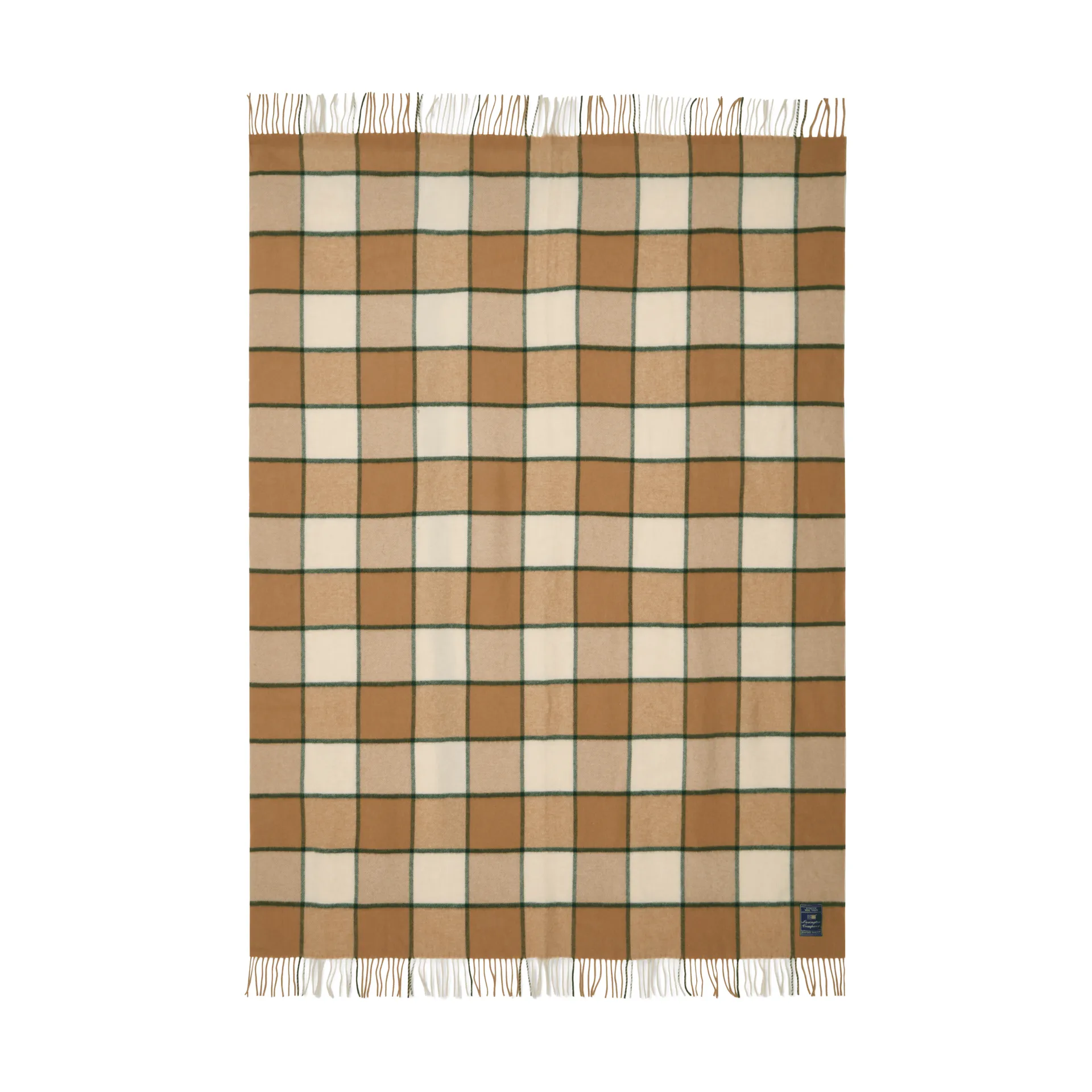 Plaid in lana riciclata Checked 130x170 cm, Beige-Light beige-verde Lexington