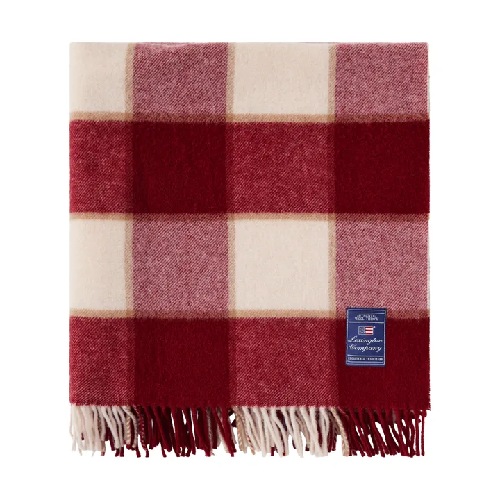 Plaid in lana riciclata Checked 130x170 cm - Red-Light beige-beige - Lexington