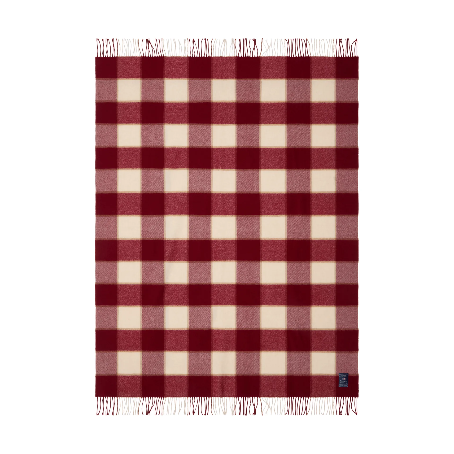 Plaid in lana riciclata Checked 130x170 cm, Red-Light beige-beige Lexington