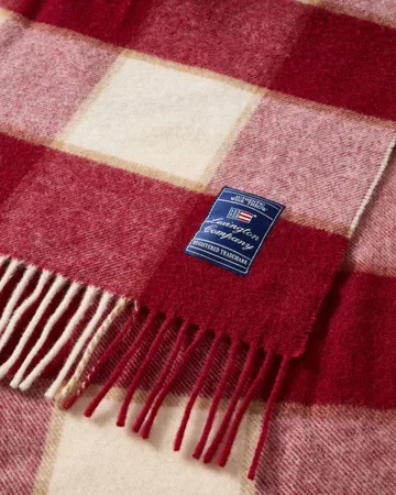 Plaid in lana riciclata Checked 130x170 cm - Red-Light beige-beige - Lexington