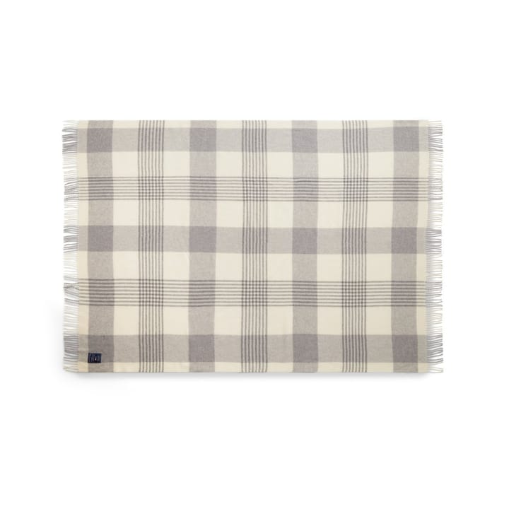 Plaid in lana riciclata Gray Checked, 130x170 cm - Grigio, bianco - Lexington