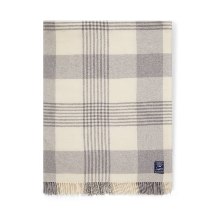 Plaid in lana riciclata Gray Checked, 130x170 cm - Grigio, bianco - Lexington