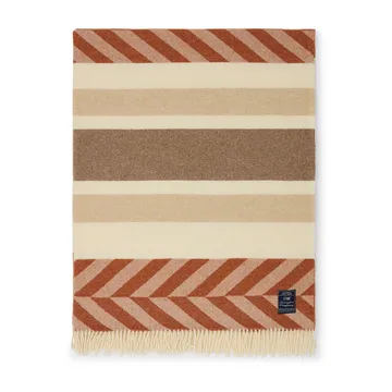 Plaid in lana riciclata Herringbone Striped 130x170 cm - Rame-marrone - Lexington