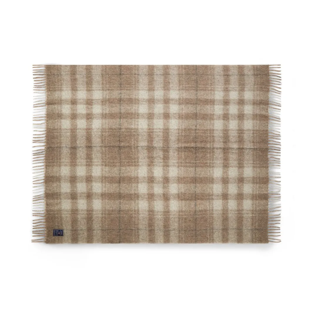 Plaid Mohair a scacchi, materiale misto, 130x170 cm, Bianco, beige, grigio Lexington