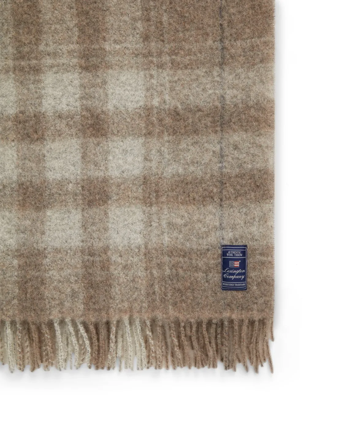 Plaid Mohair a scacchi, materiale misto, 130x170 cm, Bianco, beige, grigio Lexington