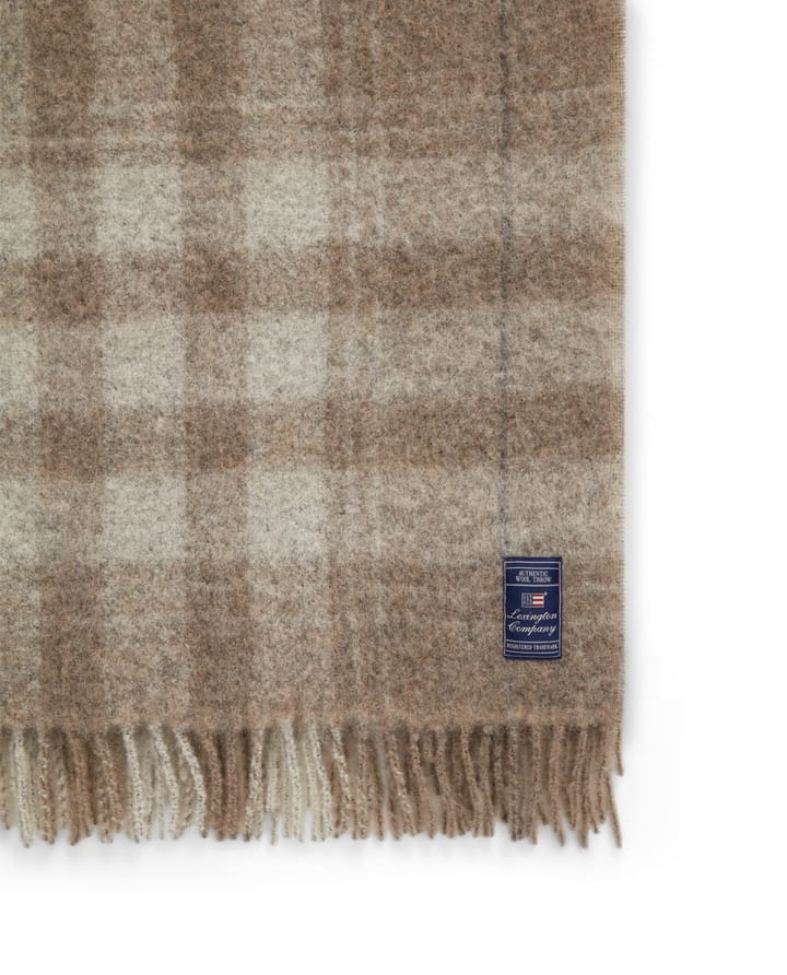 Plaid Mohair a scacchi, materiale misto, 130x170 cm - Bianco, beige, grigio - Lexington