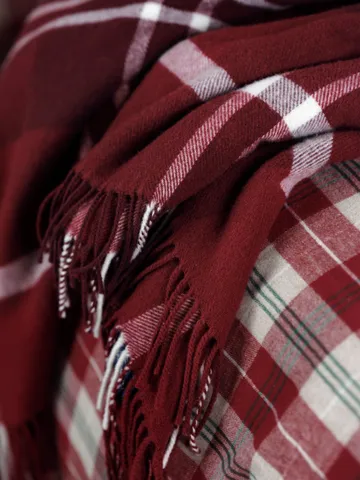 Plaid Riciclato a Quadri 130x170 cm - Rosso-bianco - Lexington