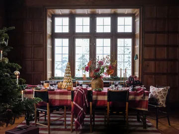 Plaid Riciclato a Quadri 130x170 cm - Rosso-bianco - Lexington