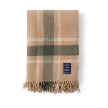 Plaid riciclato a quadri Frame 130x170 cm - Beige-verde - Lexington