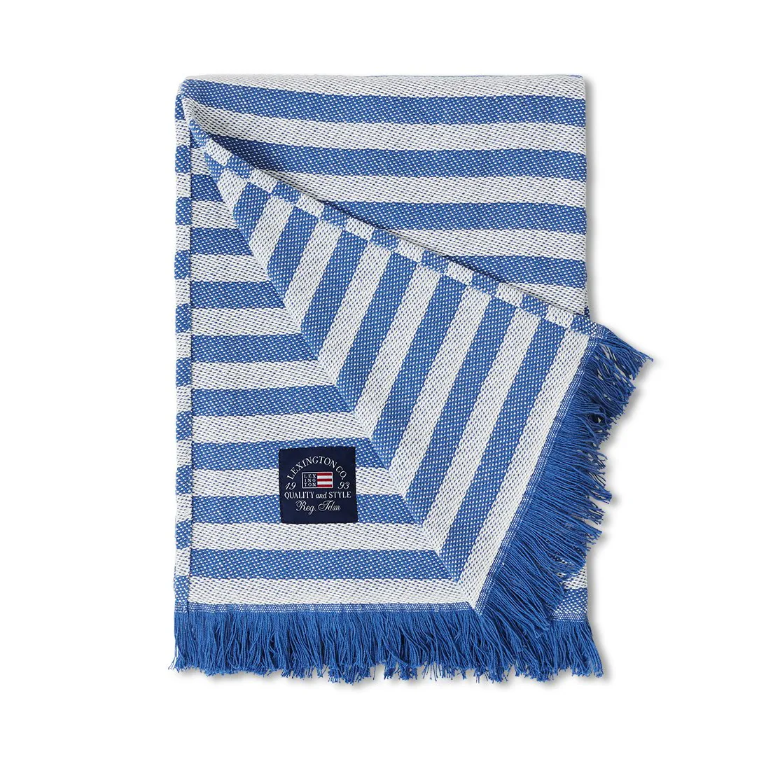 Plaid Striped in cotone riciclato 130x170 cm, Blu-bianco Lexington