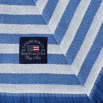 Plaid Striped in cotone riciclato 130x170 cm - Blu-bianco - Lexington