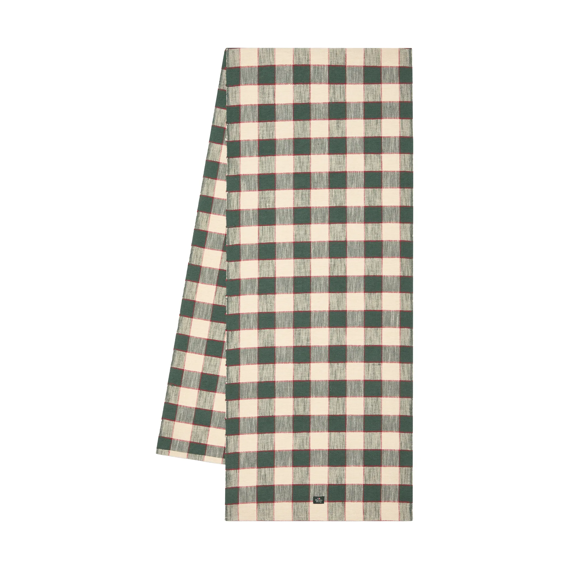 Runner in cotone biologico Checked, Green-Light beige-red, 50x250 cm Lexington
