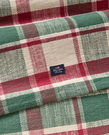 Runner in cotone biologico Checked - Verde-rosso-beige, 50x150 cm - Lexington