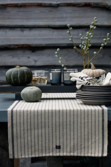 Runner Striped iuta e cotone 50x250 cm - Beige-grigio scuro - Lexington