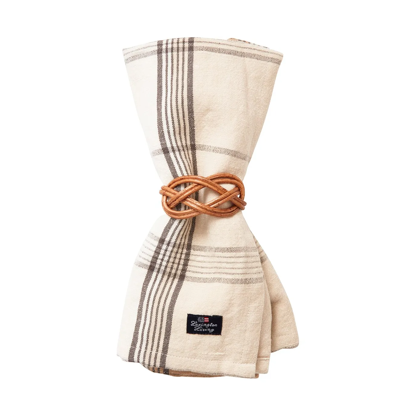 Serviette in lino/cotone a quadri 50x50 cm, Beige Lexington