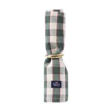 Serviette in lino/cotone a quadri 50x50 cm - Green-light beige-rosso - Lexington