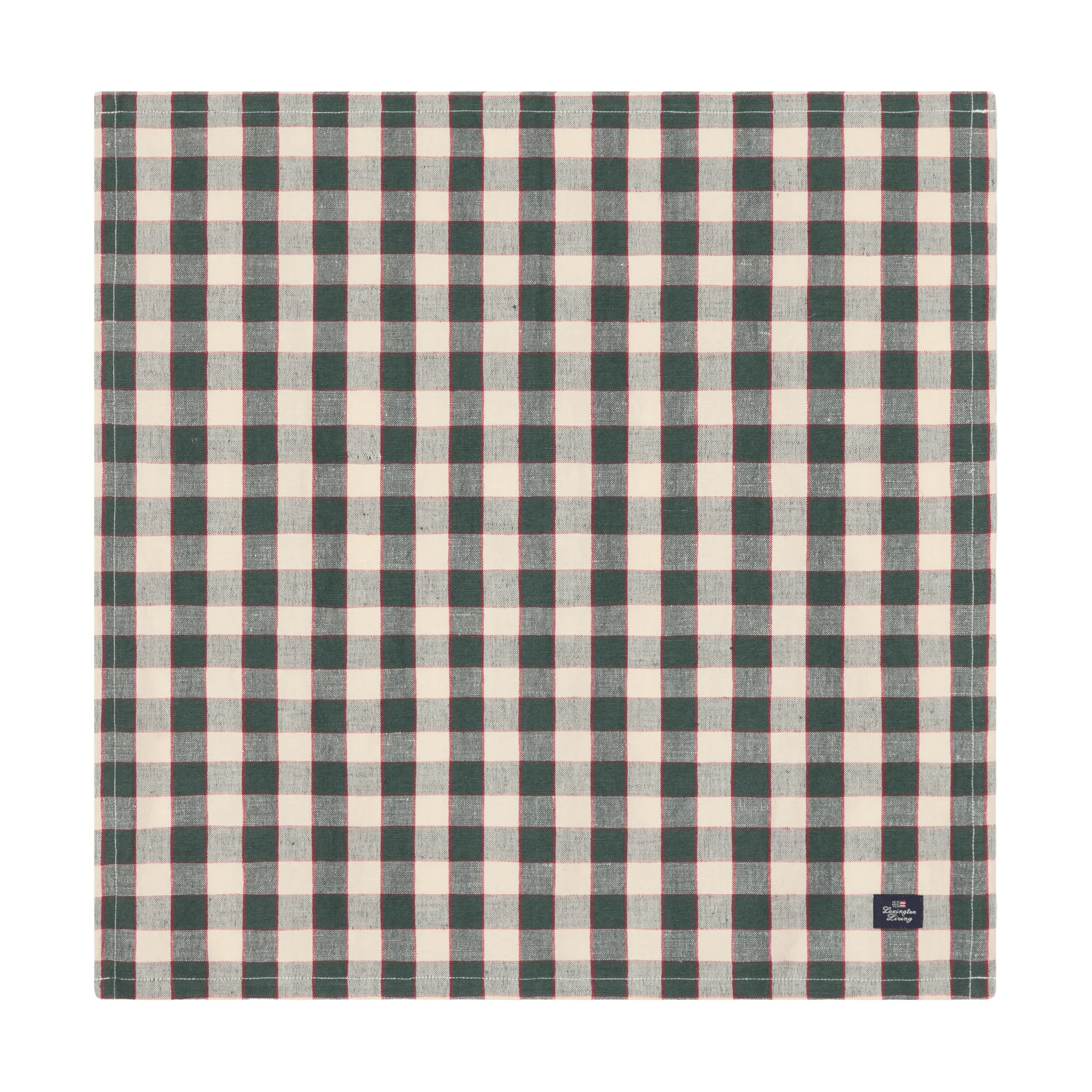 Serviette in lino/cotone a quadri 50x50 cm, Green-light beige-rosso Lexington