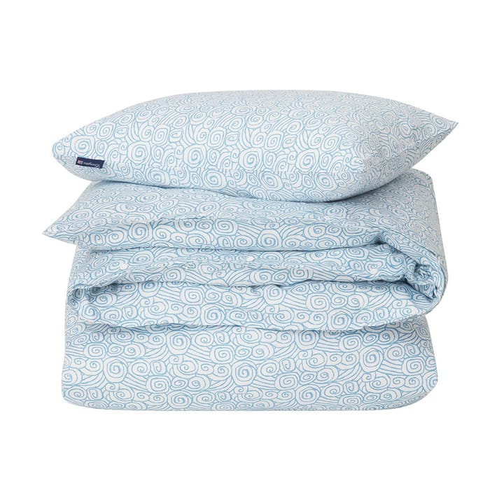 Set da letto in cotone satinato con stampa a onde - Bianco-Blu, 1 federa - Lexington