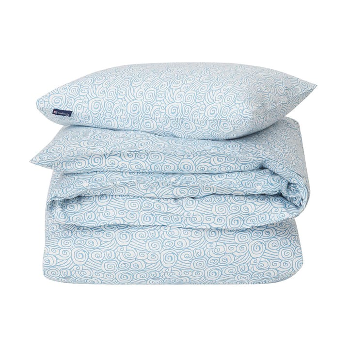 Set da letto in cotone satinato con stampa a onde - Bianco-Blu, 2 federe - Lexington