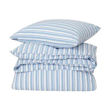 Set da letto in popeline di cotone Striped - Bianco-Blu, 1 federa - Lexington