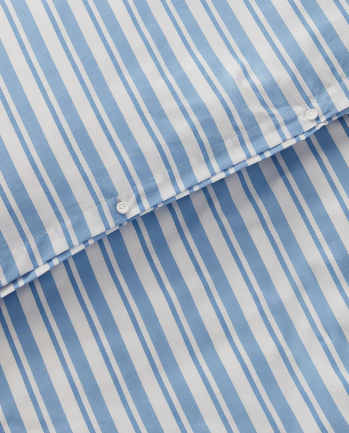 Set da letto in popeline di cotone Striped, Bianco-Blu, 1 federa Lexington