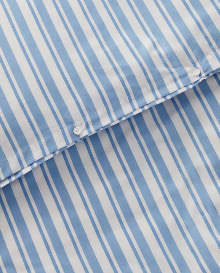 Set da letto in popeline di cotone Striped - Bianco-Blu, 1 federa - Lexington