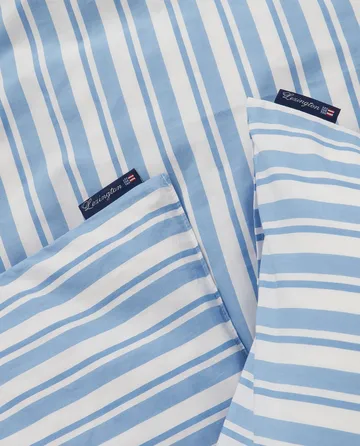 Set da letto in popeline di cotone Striped - Bianco-Blu, 1 federa - Lexington