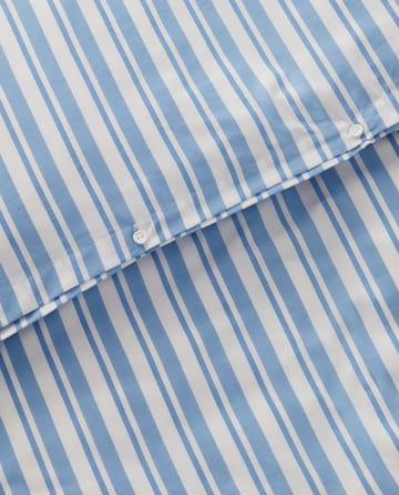 Set da letto in popeline di cotone Striped - Bianco-Blu, 2 federe - Lexington