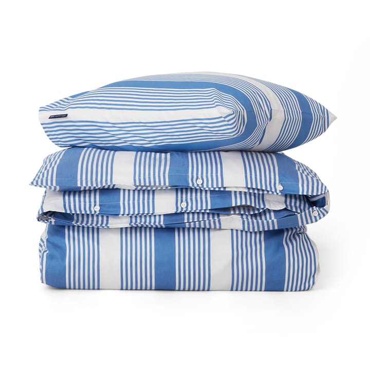 Set da letto Striped Cotton Sateen 150x210 cm - Blu, bianco - Lexington