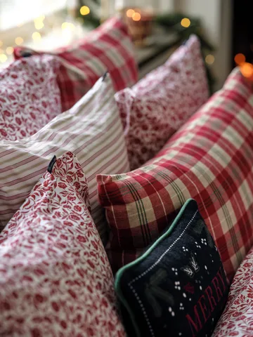 Set di lenzuola in flanella di cotone a quadri - Rosso-beige-verde-bianco - Lexington