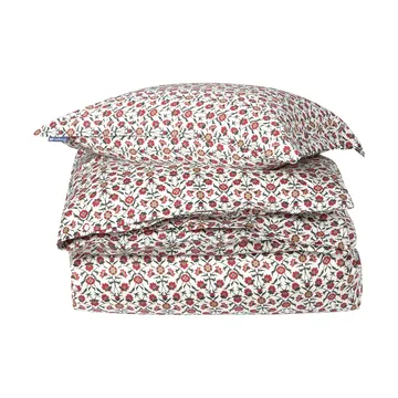 Set di lenzuola in raso di cotone stampato a fiori - Bianco-rosso-verde-beige, 2 pz 50x60 cm/1 pz 220x220 cm - Lexington