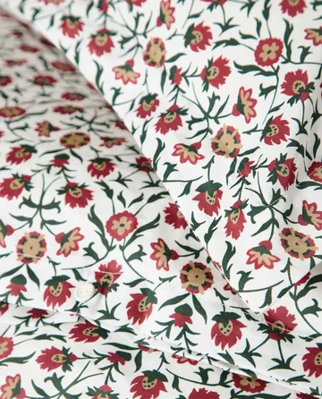 Set di lenzuola in raso di cotone stampato a fiori - Bianco-rosso-verde-beige, 2 pz 50x60 cm/1 pz 220x220 cm - Lexington