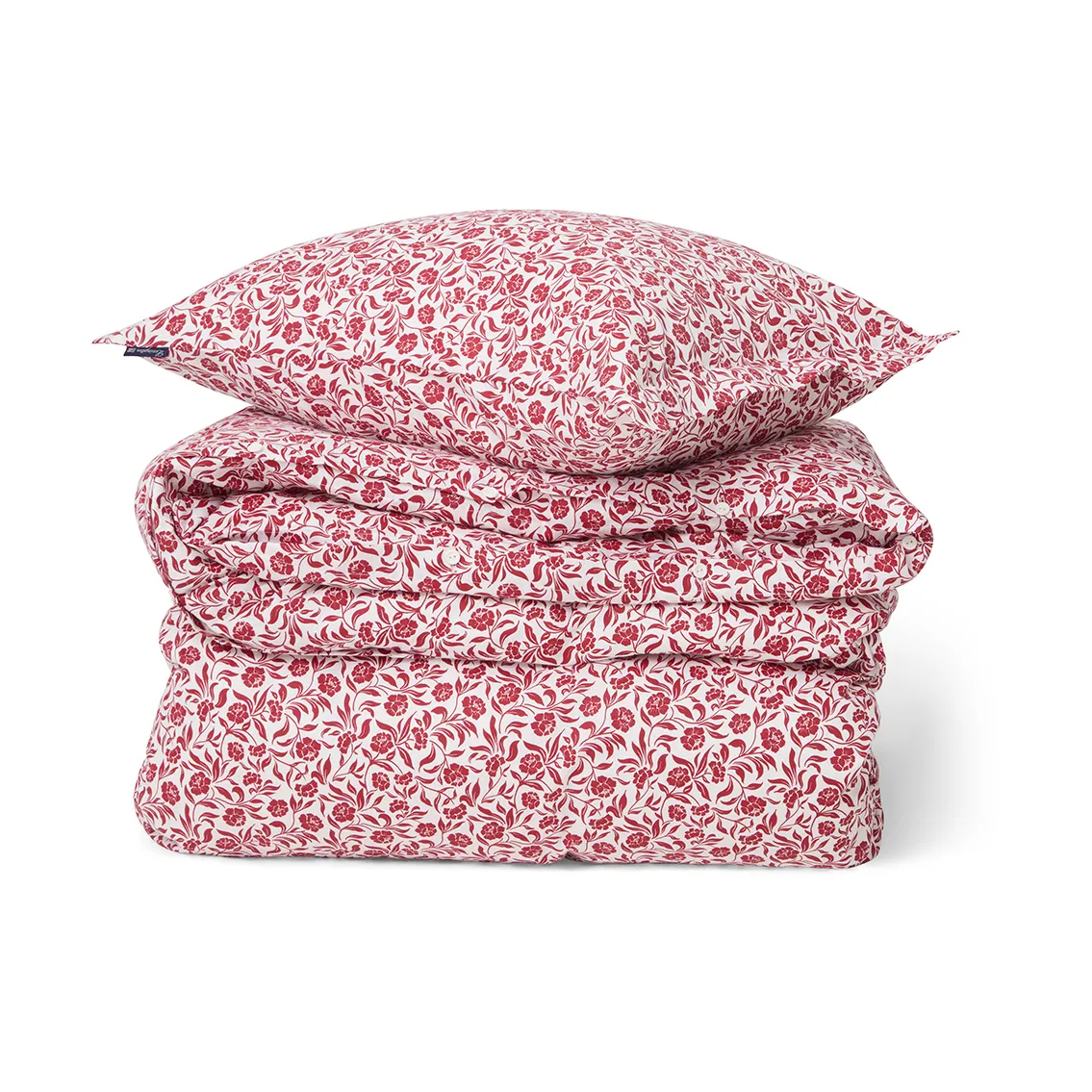 Set di lenzuola in raso di cotone stampato a fiori, Bianco-rosso Lexington