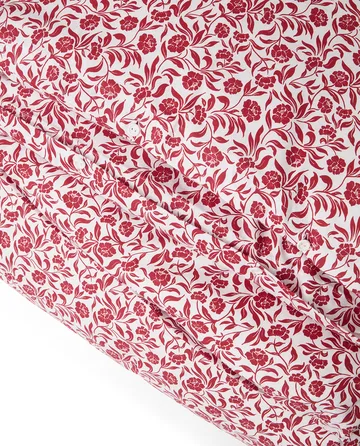 Set di lenzuola in raso di cotone stampato a fiori - Bianco-rosso - Lexington