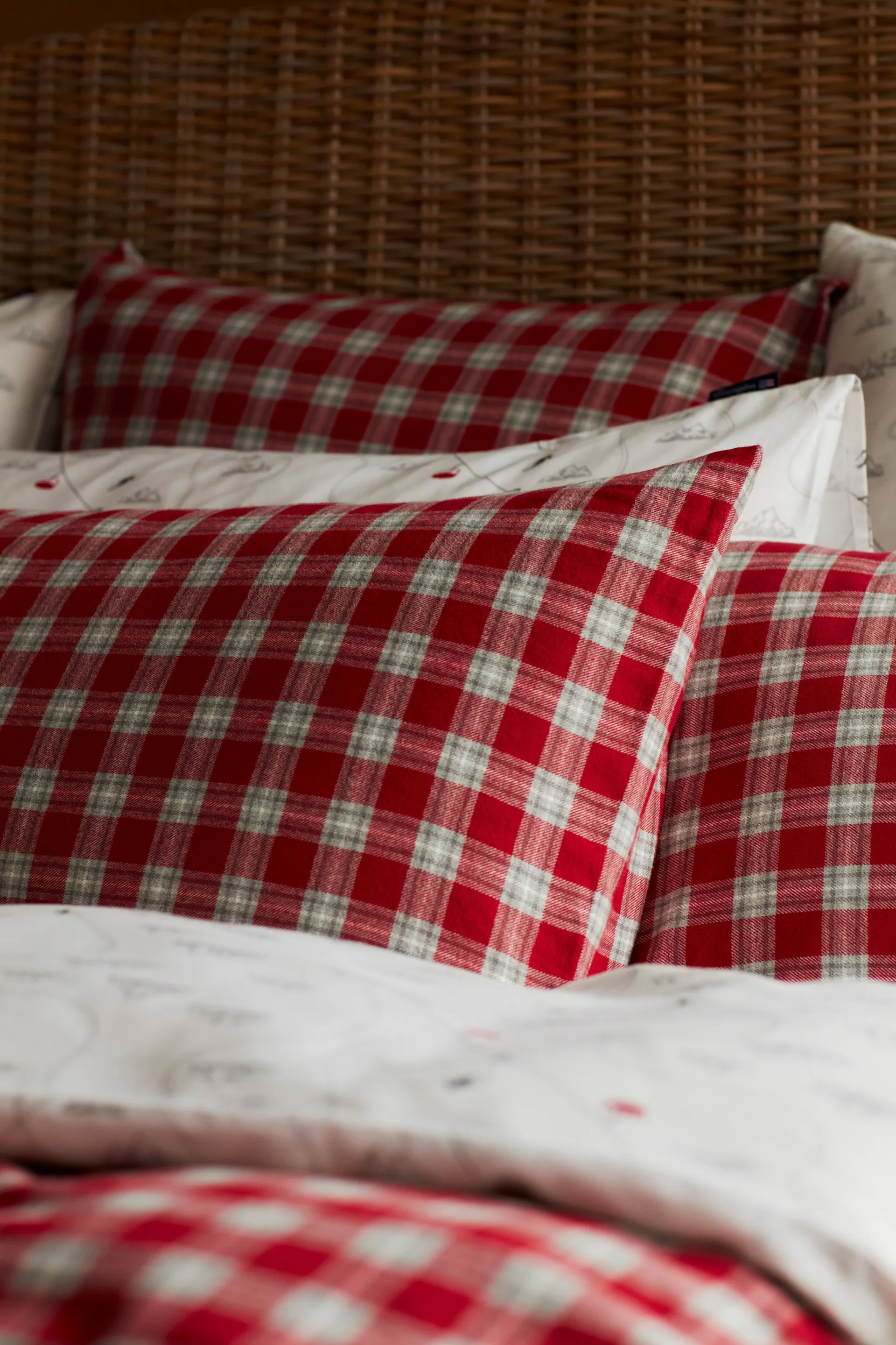 Set di lenzuola Red Checked Cotton Flannel, 50x60 cm, 150x210 cm Lexington