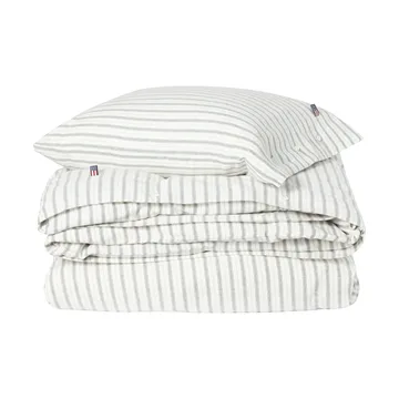 Set letto in flanella di cotone Stripe - White-green-beige, 50x60 cm/150x210 cm - Lexington