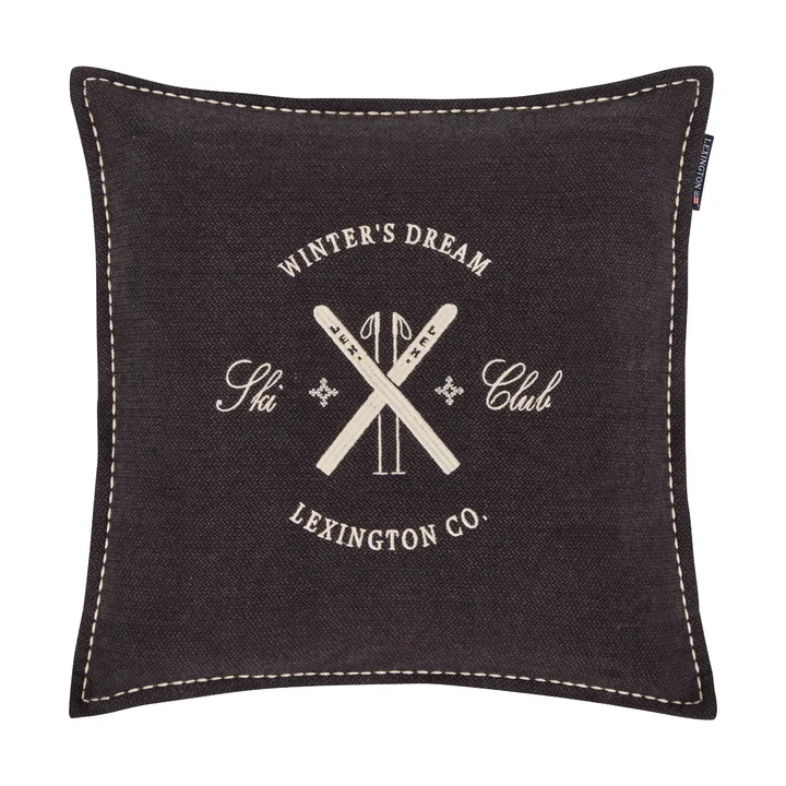 Ski Club federa per cuscino in cotone biologico - Navy-Light beige, 50x50 cm - Lexington
