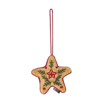 Star ornamento natalizio in velluto di cotone biologico - Multicolore, 10x11x3 cm - Lexington