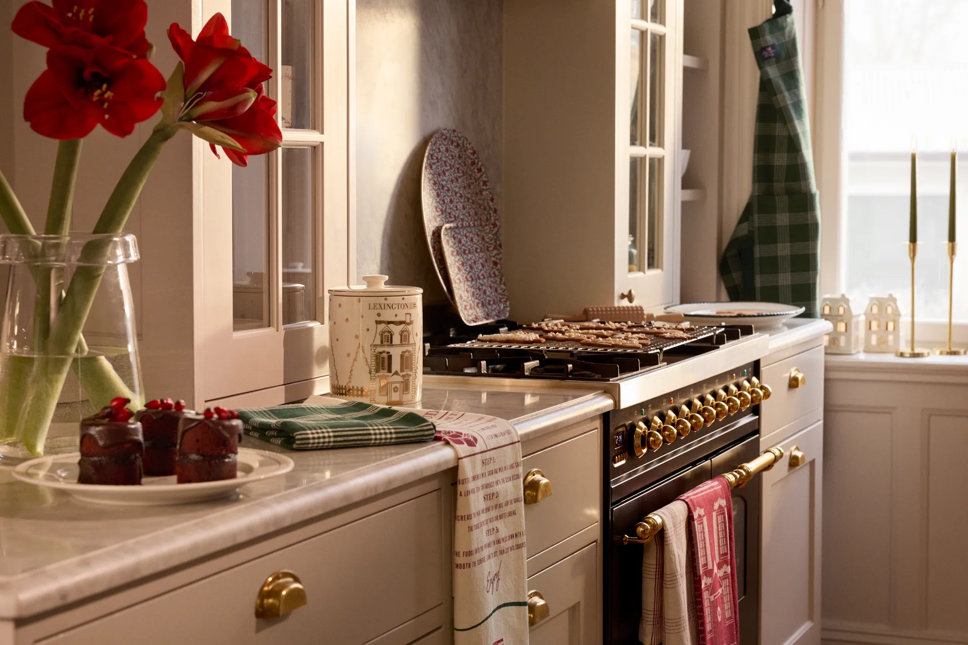 Strofinaccio da cucina in cotone biologico Lexington 50x70 cm, Verde-bianco Lexington