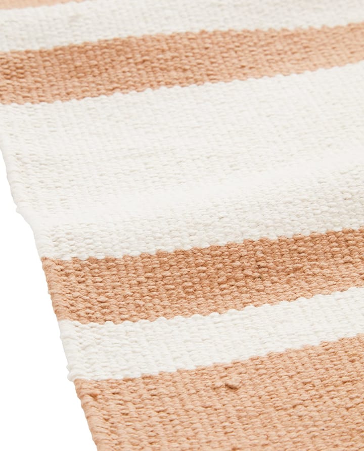 Tappeto corridoio in cotone a righe biologico 80x220 cm - Beige-bianco - Lexington