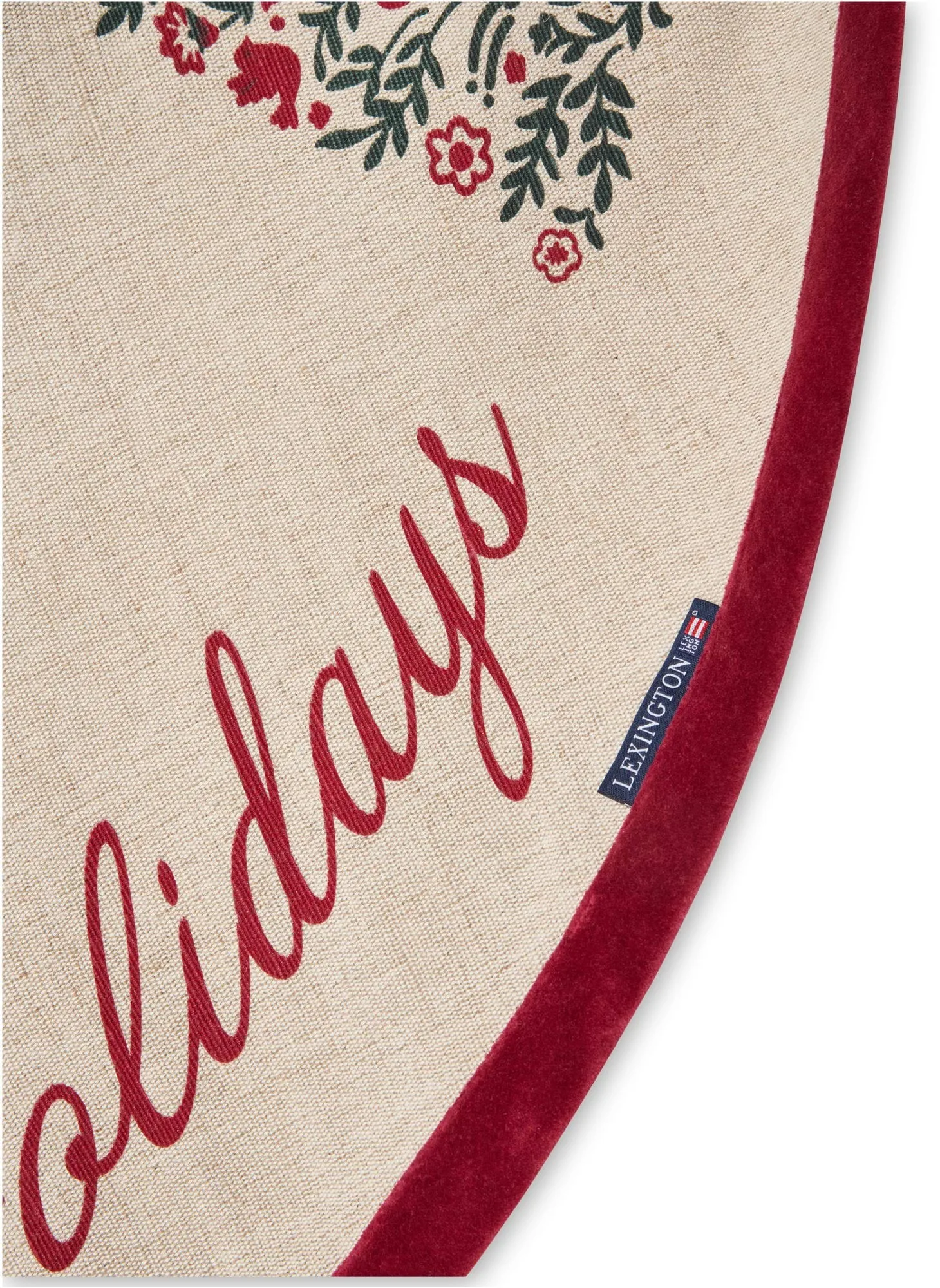 Tappeto per albero di Natale in iuta e cotone Christmas Tree, Ø 110 cm, Natural-rosso Lexington