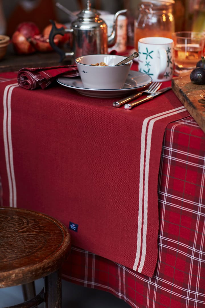 Tovaglia a scacchi in cotone organico Oxford, 150x250 cm, Rosso, beige, verde Lexington