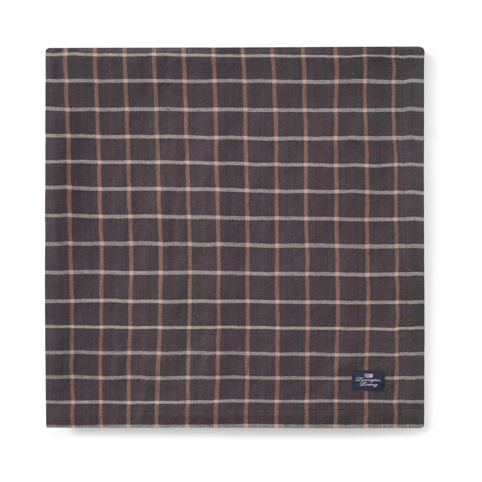 Tovaglia Checked Cotton Linen 150x250 cm, Grigio scuro, beige Lexington